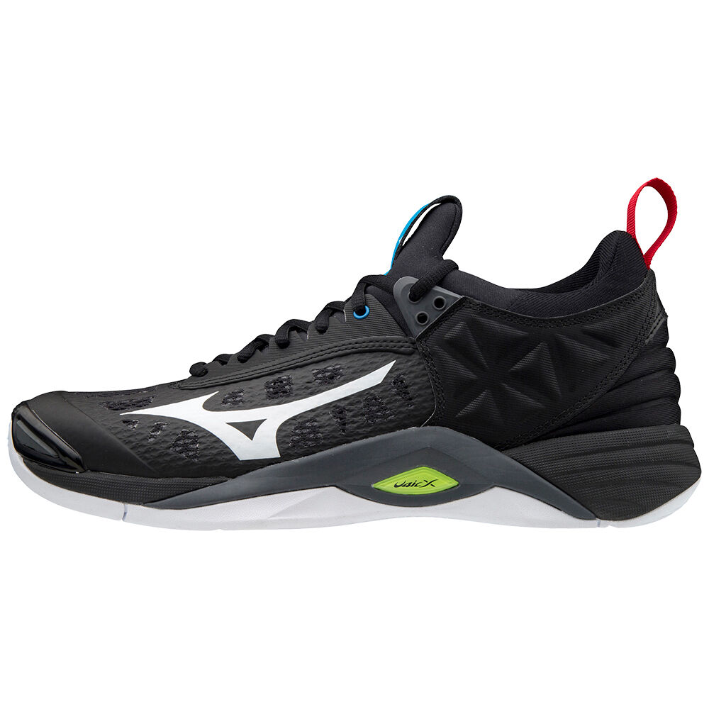 Mizuno Wave Momentum Férfi Röplabda Cipő Fekete/Fehér/Sárga TLD324568